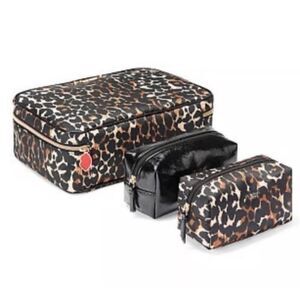 Victoria's Secret Leopard Travel Case Make Up Bag Trio Gift Set